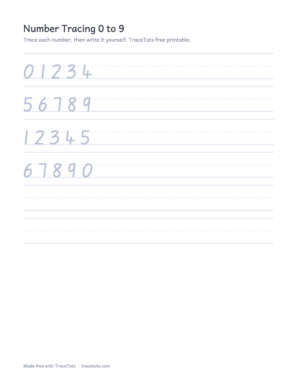 Preview of the Number Tracing Worksheets printable worksheet